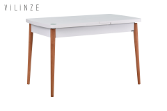 Vilinze Golf Ahşap Yemek Masası - 70x120cm (70x150cm) Beyaz/Naturel