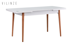 Vilinze Golf Ahşap Yemek Masası - 70x120cm (70x150cm) Beyaz/Naturel