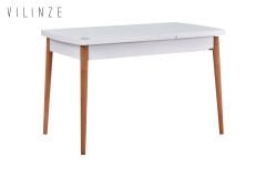 Golf Ahşap Yemek Masası - 70x120cm (70x150cm) Beyaz/Naturel