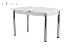 Ece Metal Nikel Ayak Yemek Masası - 80x120 cm (80x150 cm) Beyaz