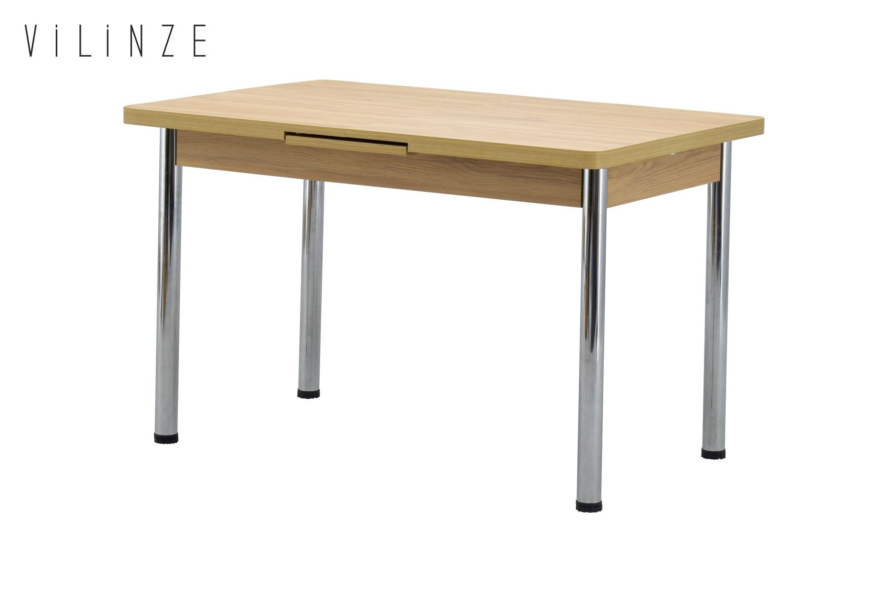 Ece Metal Nikel Ayak Yemek Masası - 80x120 cm (80x150 cm) Naturel