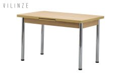 Ece Metal Nikel Ayak Yemek Masası - 80x120 cm (80x150 cm) Naturel