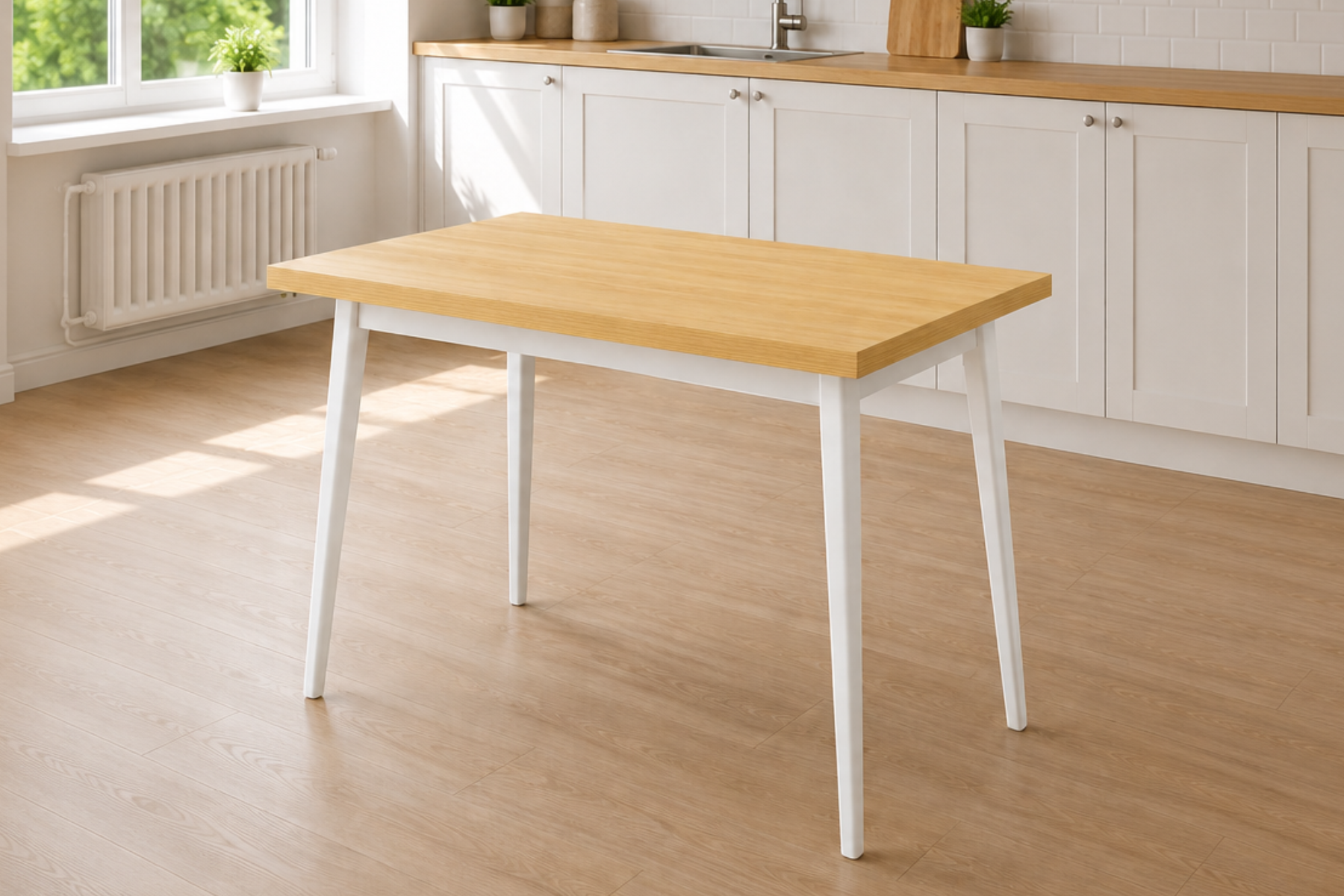 Vilinze Avanos Sabit Mdf Mutfak Masası - 70x120 Cm Naturel - Beyaz