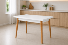 Vilinze Avanos Sabit Mdf Mutfak Masası - 70x120 Cm Beyaz - Naturel
