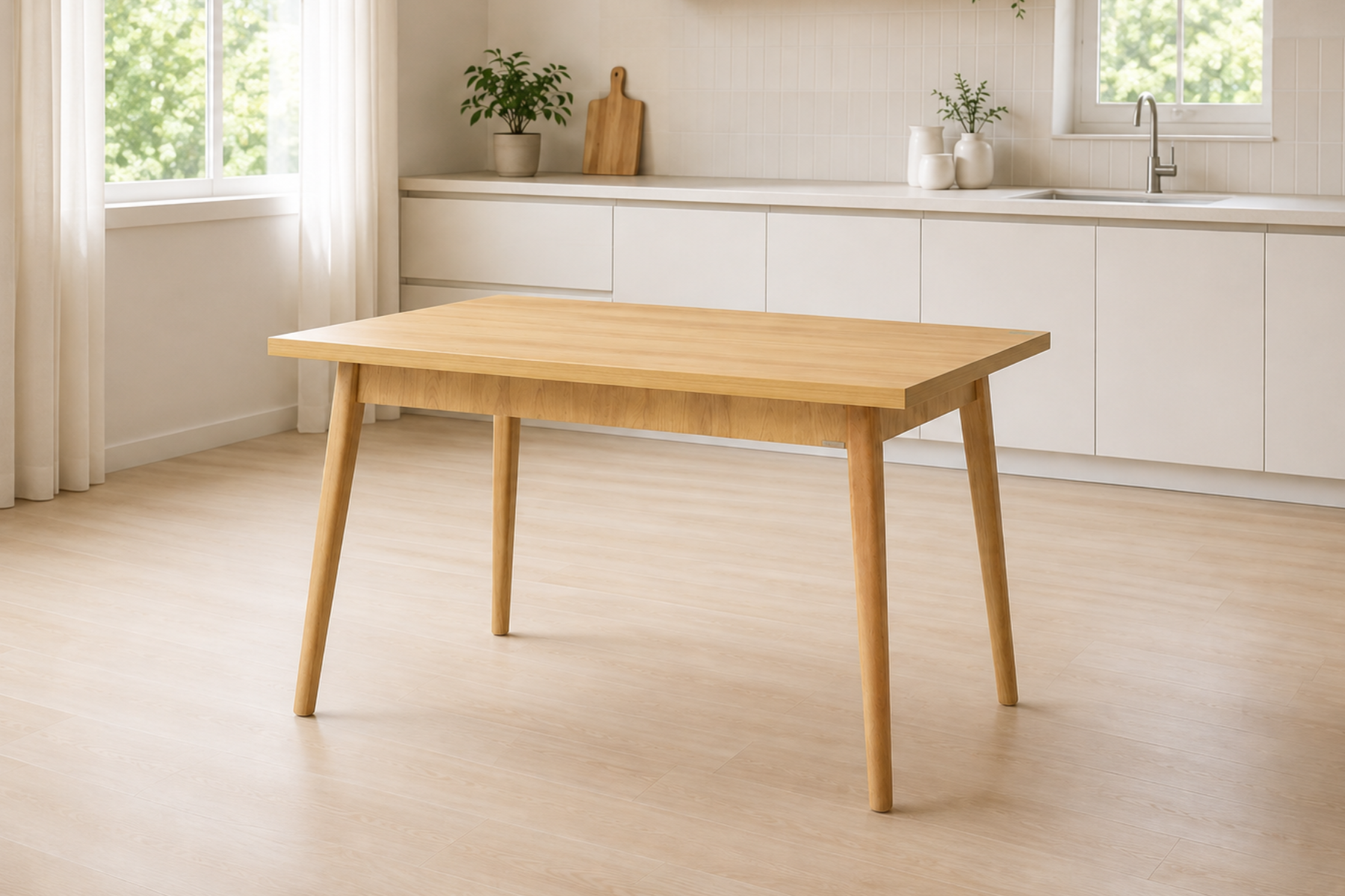 Vilinze Avanos Sabit Mdf Mutfak Masası - 70x120 Cm Naturel - Naturel