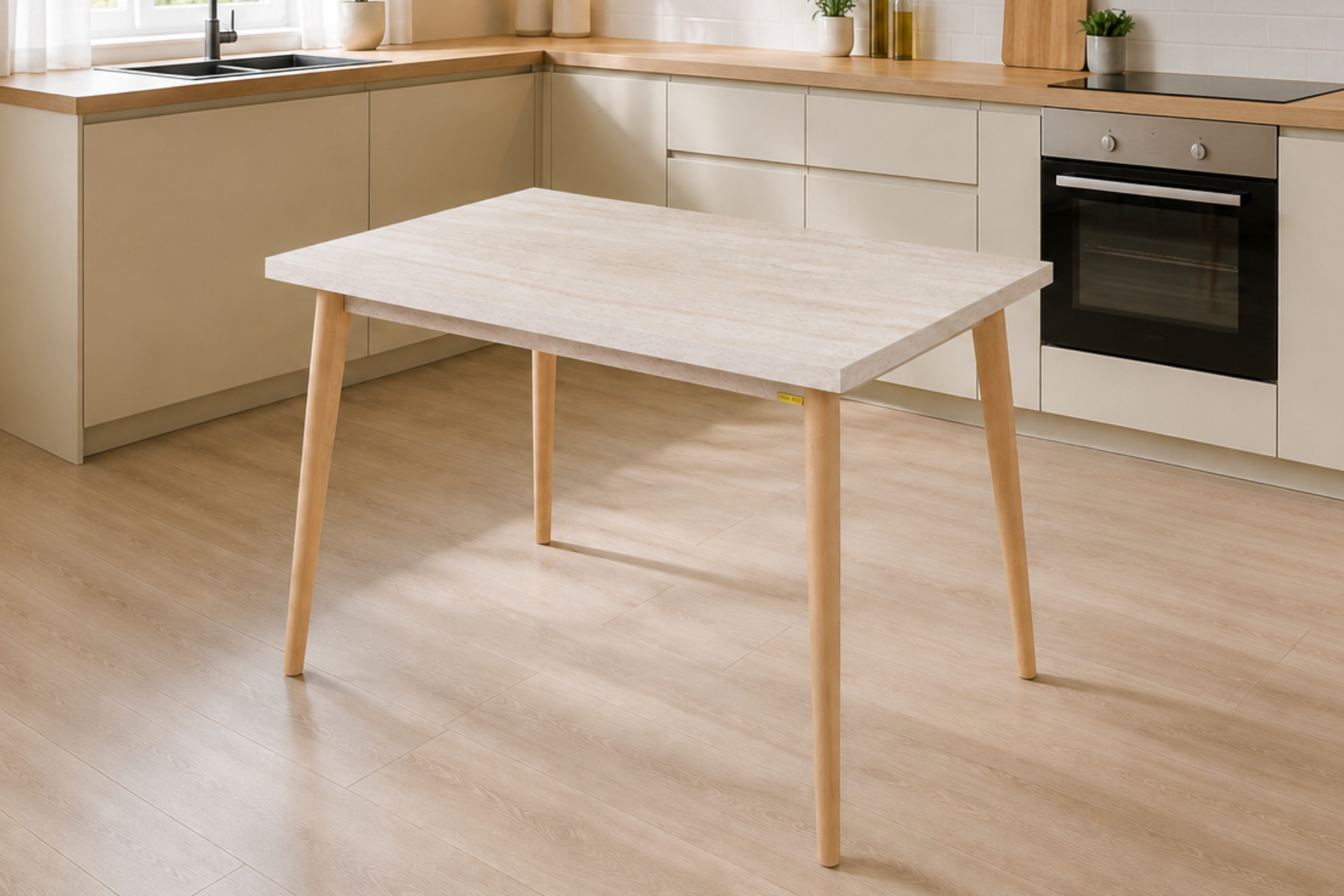 Vilinze Avanos Sabit Mdf Mutfak Masası - 70x120 Cm Traverten - Naturel