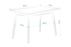 Avanos Sabit Mdf Mutfak Masası - 70x120 Cm Beyaz - Siyah