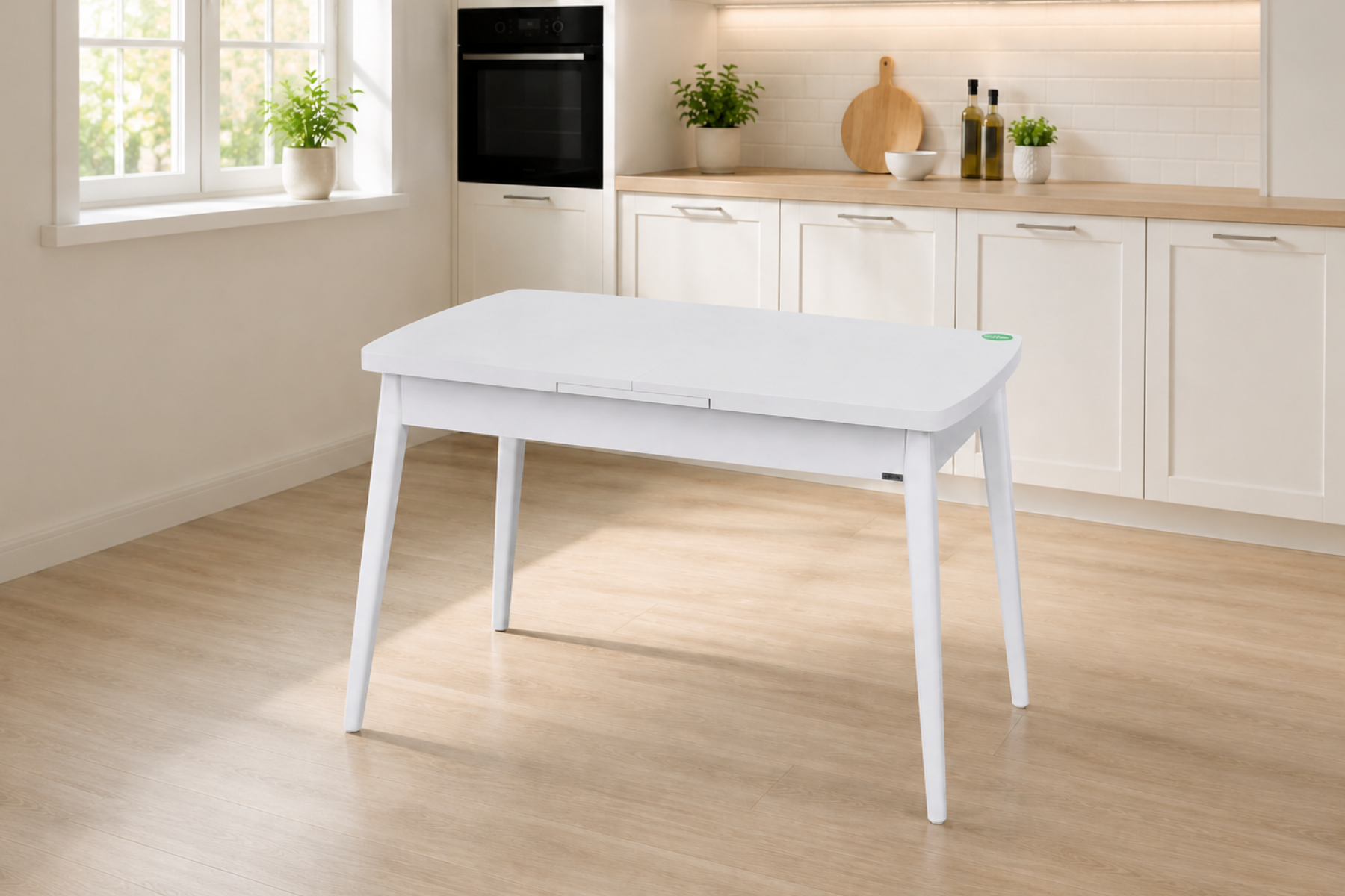 Vilinze Avanos Ahşap Açılır Kapanır Mdf Mutfak Masası - 70x120+30 cm Beyaz - Beyaz