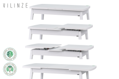 Vilinze Avanos Ahşap Açılır Kapanır Mdf Mutfak Masası - 70x120+30 cm Beyaz - Beyaz