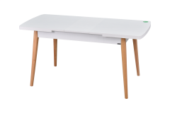 Vilinze Avanos Ahşap Açılır Kapanır Mdf Mutfak Masası - 70x120+30 cm Beyaz - Naturel