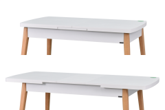 Vilinze Avanos Ahşap Açılır Kapanır Mdf Mutfak Masası - 70x120+30 cm Beyaz - Naturel