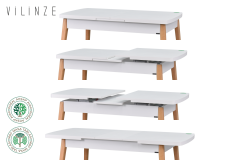 Avanos Ahşap Açılır Kapanır Mdf Mutfak Masası - 70x120+30 cm Beyaz - Naturel