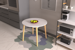Vilinze Avanos Yuvarlak Sabit Mdf Mutfak Masası - Q90 Cm