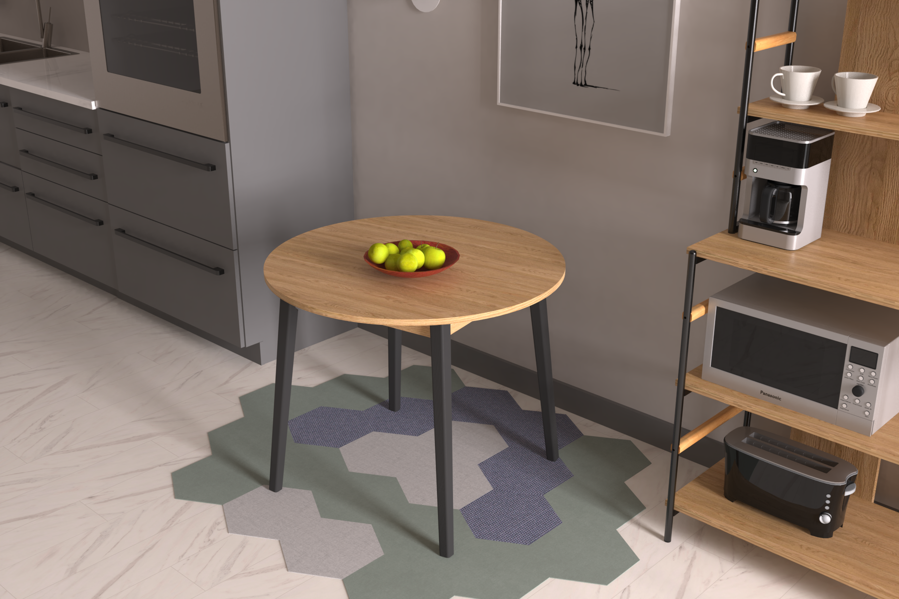 Avanos Yuvarlak Sabit Mdf Mutfak Masası - Q90 Cm