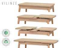 Vilinze Avanos Ahşap Açılır Kapanır Mdf Mutfak Masası - 70x120+30 cm Naturel - Naturel