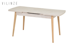 Vilinze Avanos Ahşap Açılır Kapanır Mdf Mutfak Masası - 70x120+30 cm Traverten - Naturel
