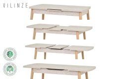 Vilinze Avanos Ahşap Açılır Kapanır Mdf Mutfak Masası - 70x120+30 cm Traverten - Naturel