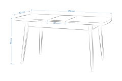 Vilinze Avanos Ahşap Açılır Kapanır Mdf Mutfak Masası - 70x120+30 cm Traverten - Naturel