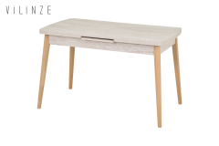 Vilinze Avanos Ahşap Açılır Kapanır Mdf Mutfak Masası - 70x120+30 cm Traverten - Naturel