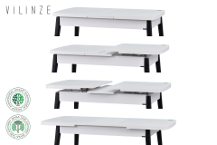 Avanos Ahşap Açılır Kapanır Mdf Mutfak Masası - 70x120+30 cm Beyaz - Siyah