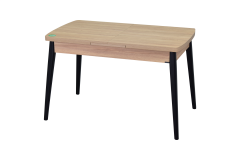 Vilinze Avanos Ahşap Açılır Kapanır Mdf Mutfak Masası - 70x120+30 cm Naturel - Siyah