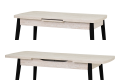 Vilinze Avanos Ahşap Açılır Kapanır Mdf Mutfak Masası - 70x120+30 cm Traverten - Siyah