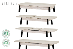 Vilinze Avanos Ahşap Açılır Kapanır Mdf Mutfak Masası - 70x120+30 cm Traverten - Siyah