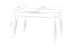 Vilinze Avanos Ahşap Açılır Kapanır Mdf Mutfak Masası - 70x120+30 cm Traverten - Siyah