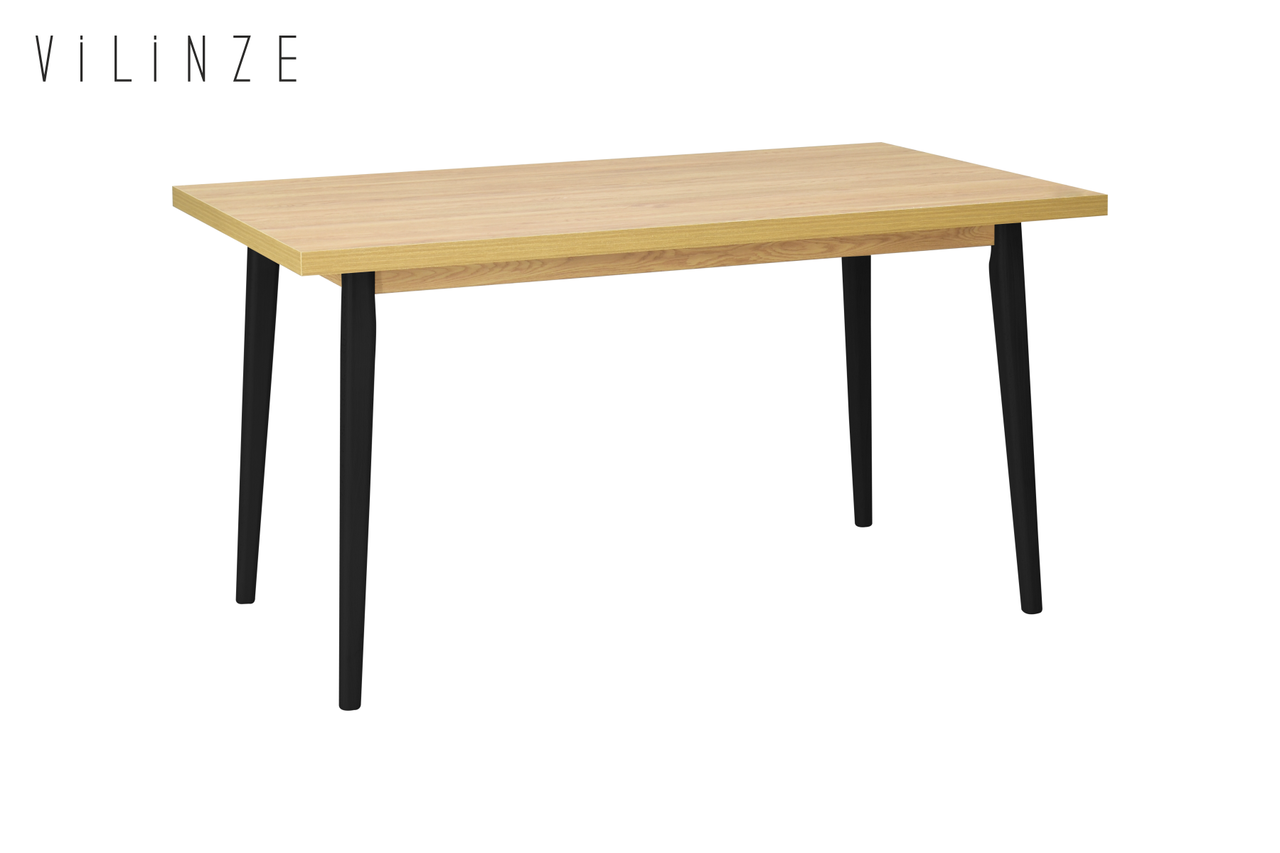 Vilinze Avanos Sabit Mdf Mutfak Masası - 80x140 Cm Naturel - Siyah