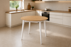 Vilinze Avanos Yuvarlak Sabit Mdf Mutfak Masası - Q90 Cm Naturel - Beyaz