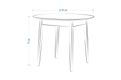 Vilinze Avanos Yuvarlak Sabit Mdf Mutfak Masası - Q90 Cm Naturel - Beyaz