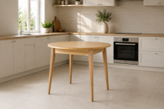 Vilinze Avanos Yuvarlak Sabit Mdf Mutfak Masası - Q90 Cm Naturel - Naturel