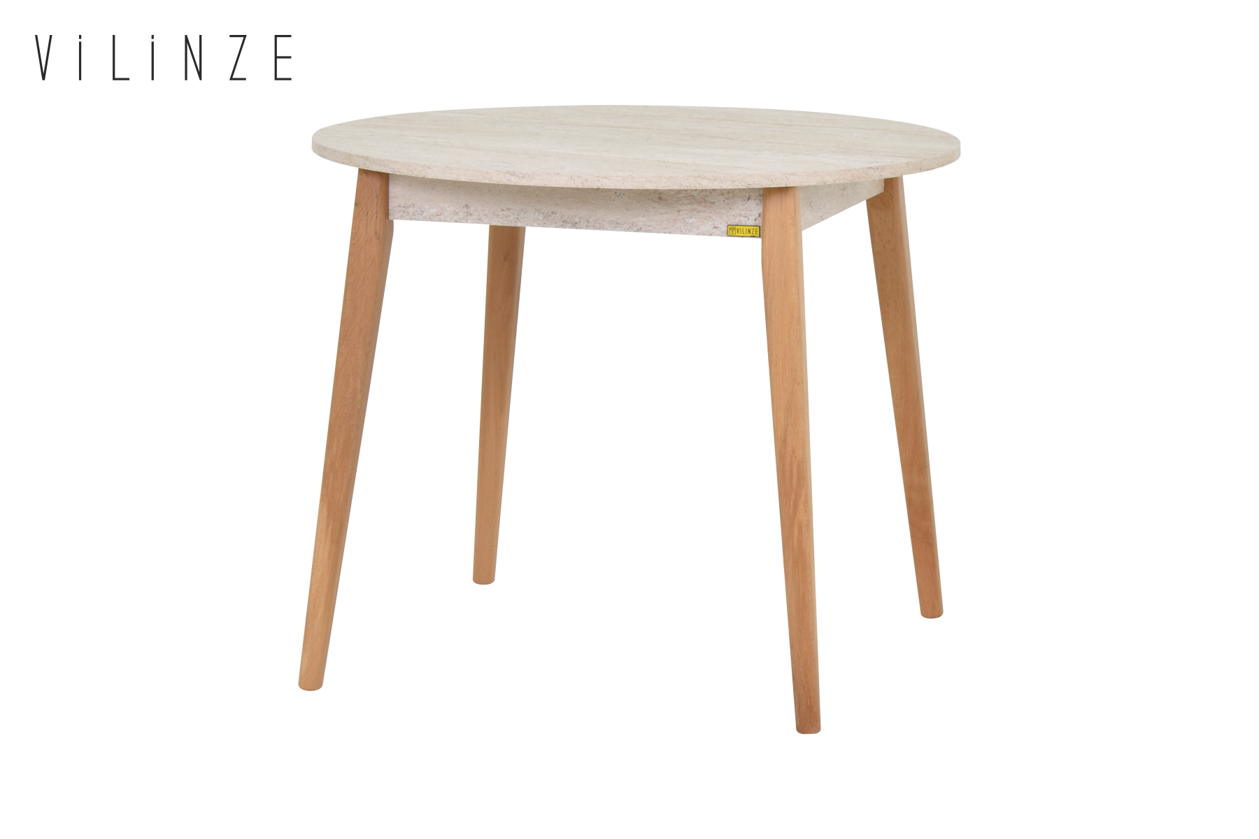 Vilinze Avanos Yuvarlak Sabit Mdf Mutfak Masası - Q90 Cm Traverten - Naturel