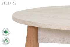 Vilinze Avanos Yuvarlak Sabit Mdf Mutfak Masası - Q90 Cm Traverten - Naturel
