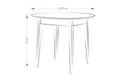 Avanos Yuvarlak Sabit Mdf Mutfak Masası - Q90 Cm Beyaz - Siyah