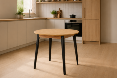 Vilinze Avanos Yuvarlak Sabit Mdf Mutfak Masası - Q90 Cm Naturel - Siyah
