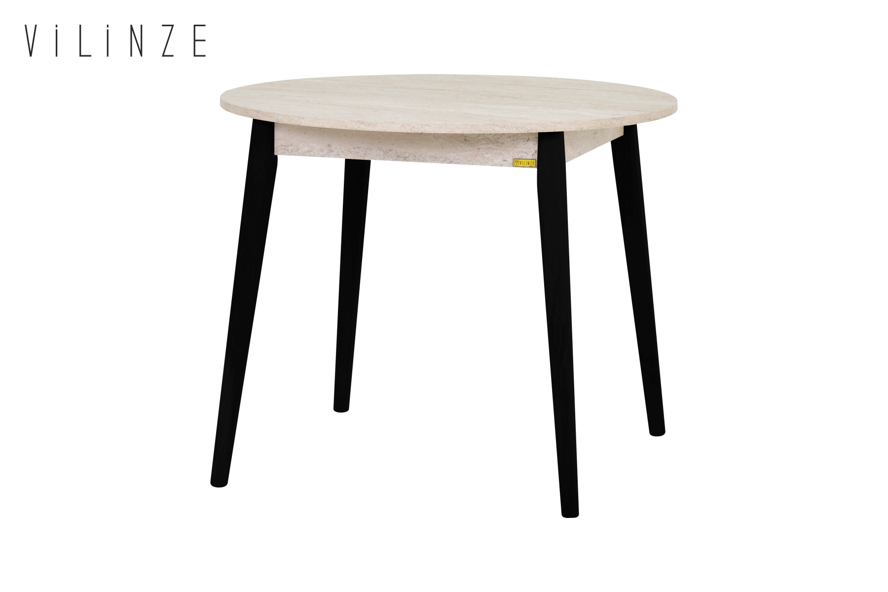 Vilinze Avanos Yuvarlak Sabit Mdf Mutfak Masası - Q90 Cm Traverten - Siyah