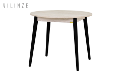 Vilinze Avanos Yuvarlak Sabit Mdf Mutfak Masası - Q90 Cm Traverten - Siyah