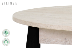 Vilinze Avanos Yuvarlak Sabit Mdf Mutfak Masası - Q90 Cm Traverten - Siyah