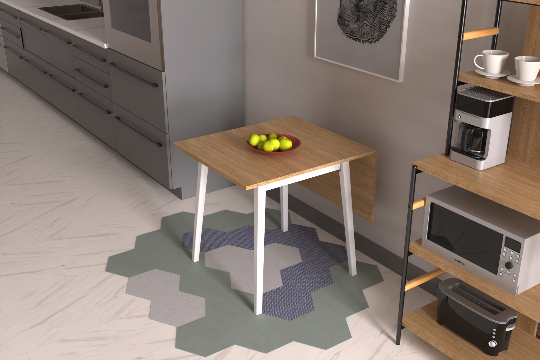 Avanos Katlanır Mdf Ahşap Mutfak Masası - 70x80 cm (70x120 cm)