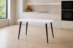 Vilinze Argos Sabit Mdf Mutfak Masası - 70x120 cm Beyaz/Siyah