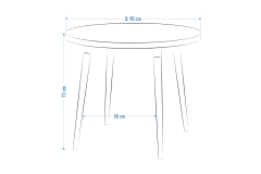 Vilinze Argos Yuvarlak MDF Sabit Mutfak Masası - Q90 Cm Naturel