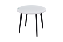Vilinze Argos Yuvarlak MDF Sabit Mutfak Masası - Q90 Cm Beyaz/Siyah