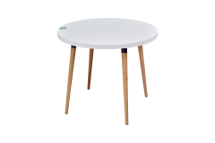Vilinze Argos Yuvarlak MDF Sabit Mutfak Masası - Q90 Cm Beyaz/Naturel