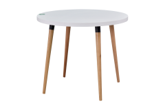 Argos Yuvarlak MDF Sabit Mutfak Masası - Q90 Cm Beyaz/Naturel