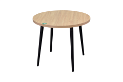 Vilinze Argos Yuvarlak MDF Sabit Mutfak Masası - Q90 Cm Naturel/Siyah