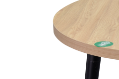 Vilinze Argos Yuvarlak MDF Sabit Mutfak Masası - Q90 Cm Naturel/Siyah