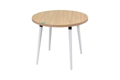 Vilinze Argos Yuvarlak MDF Sabit Mutfak Masası - Q90 Cm Naturel/Beyaz