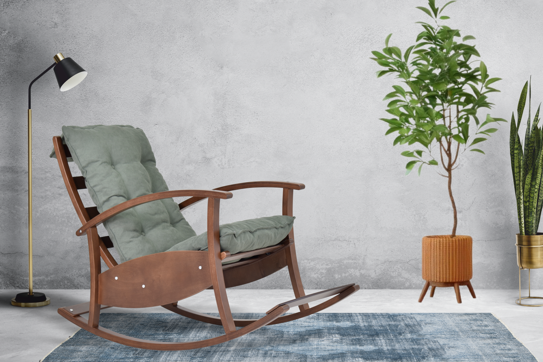 Vilinze Dandini Kestane Ahşap Sallanan Koltuk Tv Sandalyesi