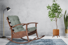 Vilinze Dandini Kestane Ahşap Sallanan Koltuk Tv Sandalyesi